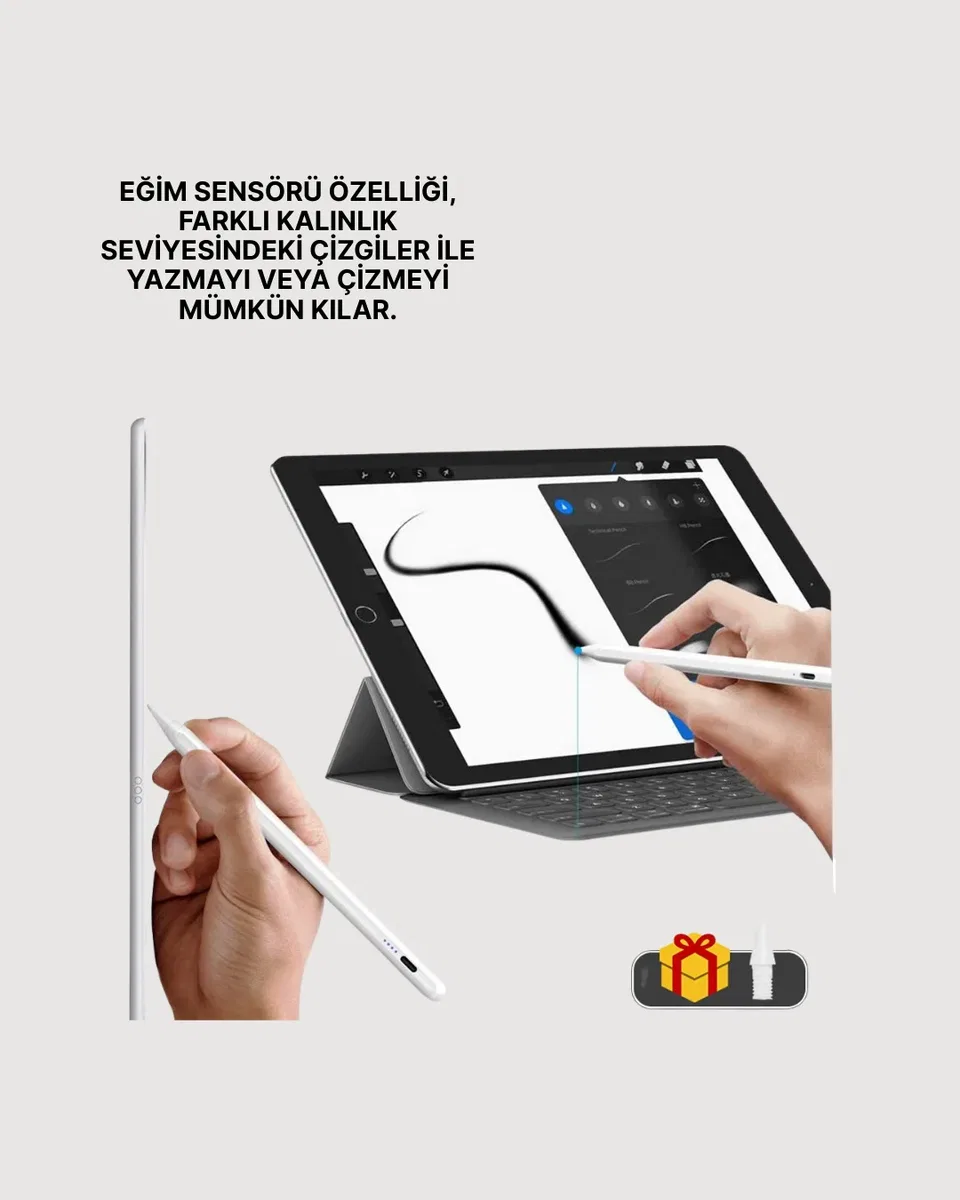 Yüksek Hassasiyetli Eğim Sensörlü Dijital Kalem – USB-C Hızlı Şarjlı Yeni Nesil görsel 3