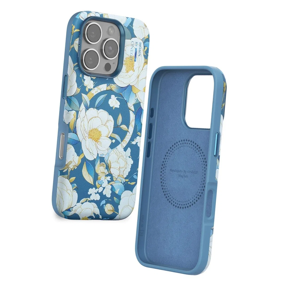 Onegif Apple İphone 16 Pro Flower Series Magsafe Kapak - Mavi görsel 2