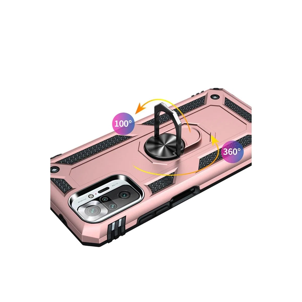 Xiaomi Redmi Note 10 Pro Kılıf Sofya Yüzüklü Silikon Kapak - Rose görsel 4