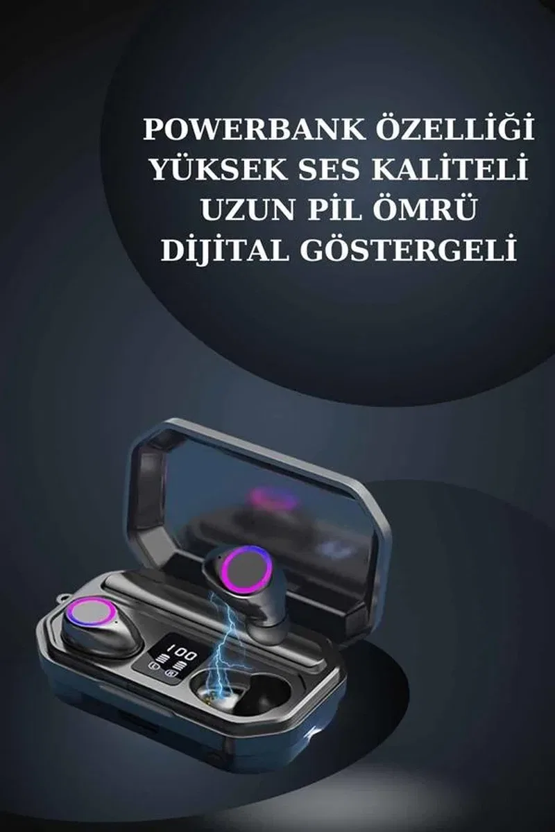 Kadınlar İçin 3 Kordonlu Akıllı Saat ve Dijital Göstergeli Powerbankli Bluetooth Kulaklık Dokunmatik Kontrol görsel 5