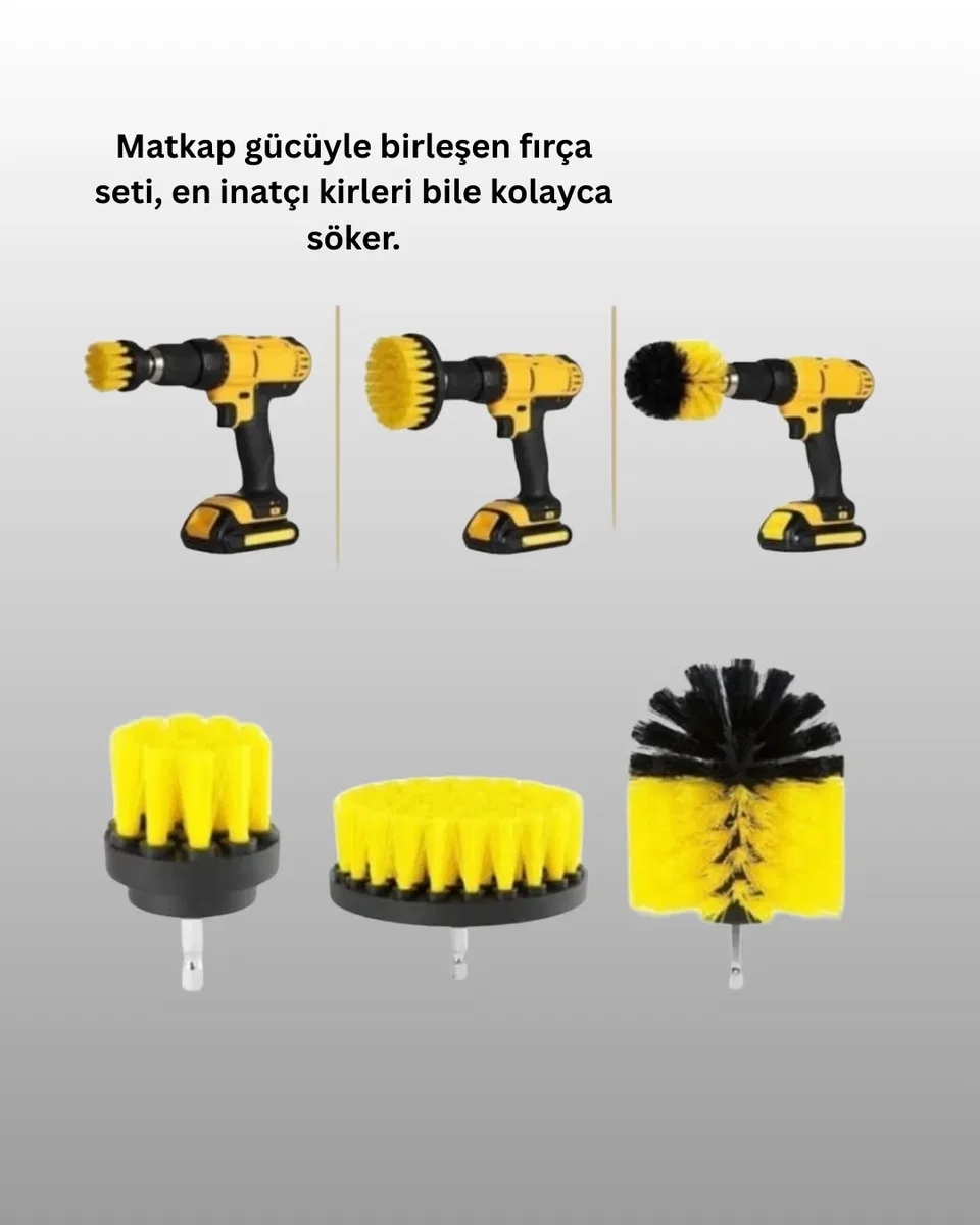Banyo ve Mutfak İçin Matkap Ucu Temizlik Fırçası 3’lü Set görsel 2