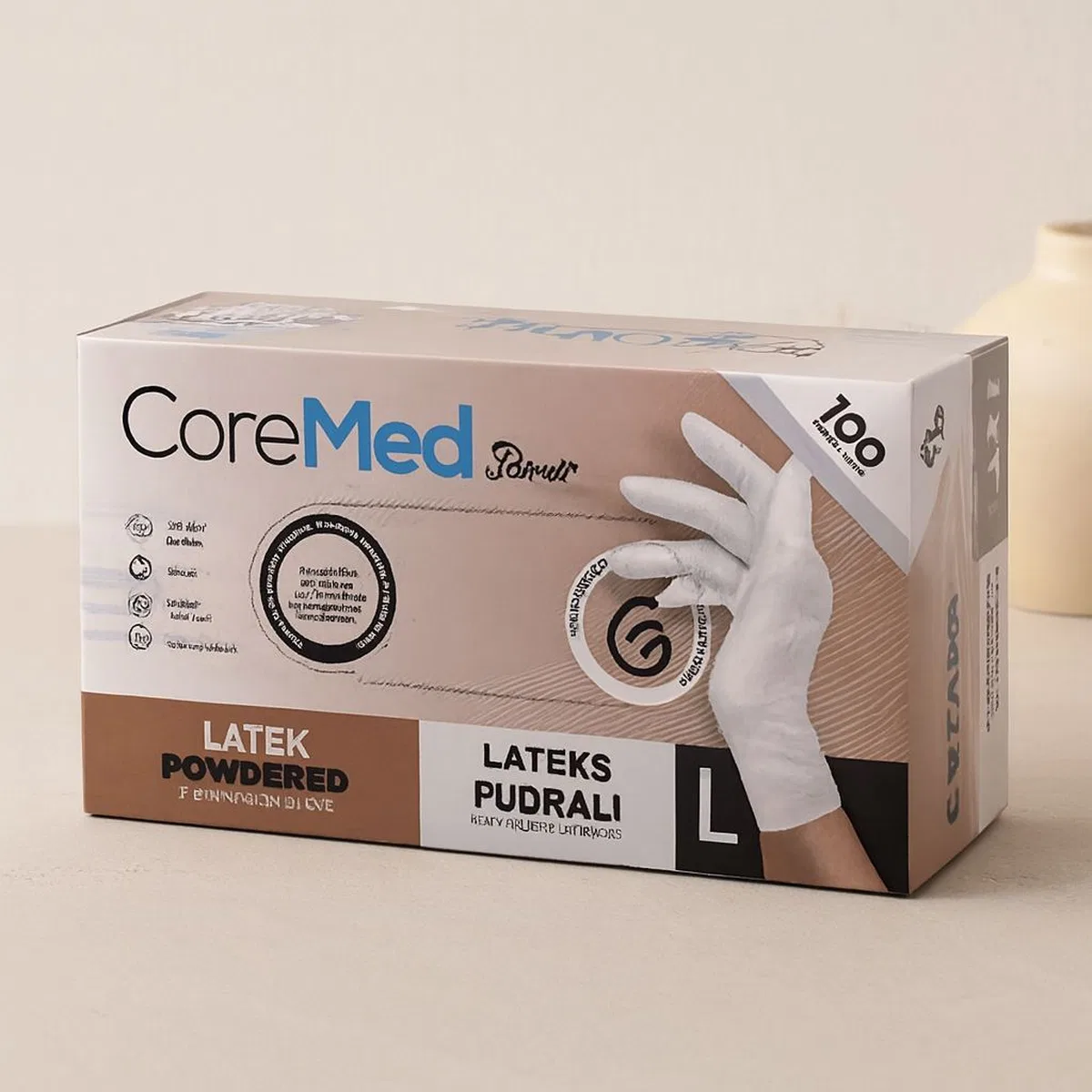 Lateks Pudralı Muayene Eldiveni L