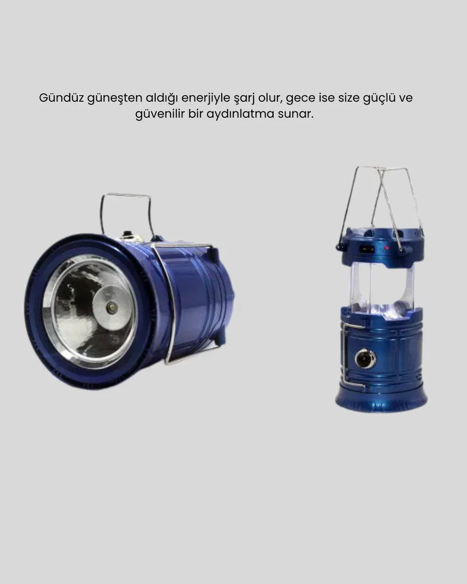 Güneş Enerjisiyle Çalışan Kamp Feneri Hafif Portatif Uzun Ömürlü görsel 5
