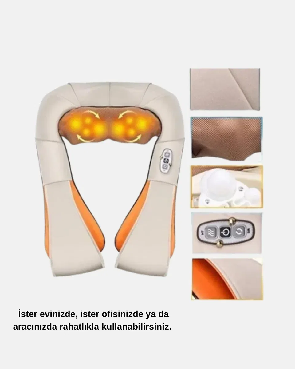 Ergonomik Ovmalı Masaj Aleti – Isıtmalı, Yoğurmalı, Boyun ve Bel Rahatlatıcı Masaj Makinesi görsel 2