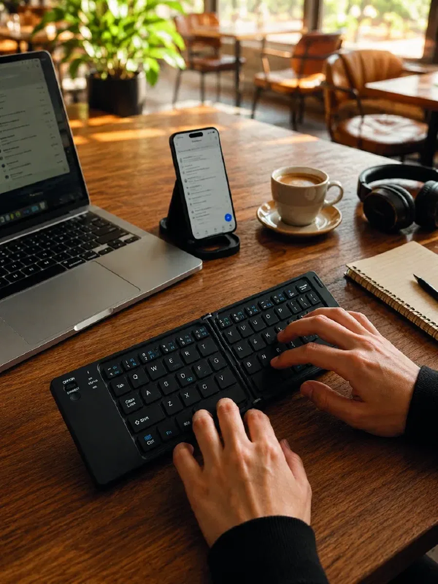 Taşınabilir Katlanabilir Bluetooth Klavye iOS Android Windows Uyumlu görsel 5