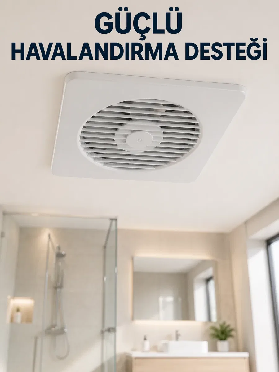 Dekoratif Banyo ve Mutfak Aspiratörü 150 mm 20, 8 x 20, 8 cm 20 W Havalandırma Fanı
