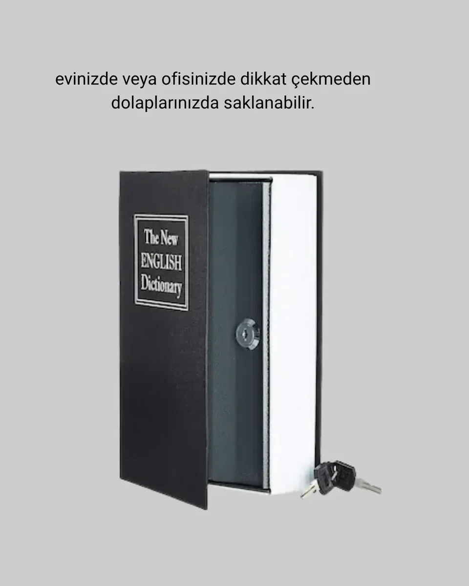 Sözlük Görünümlü Gizli Kitap Kasa – Anahtarlı Metal İç Kasa, Kompakt Boyut, Şık ve Güvenli Tasarım görsel 5