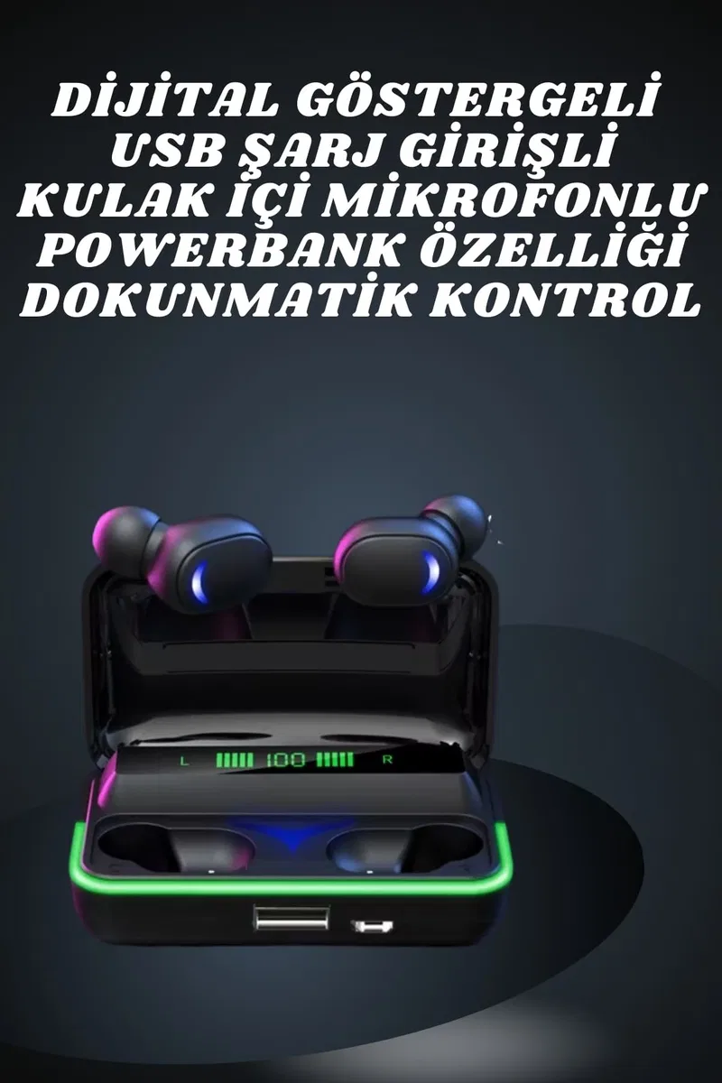 İkili Bluetooth Kulaklık Dijital Göstergeli Uzun Pil Ömrü Yüksek Ses Kaliteli görsel 3