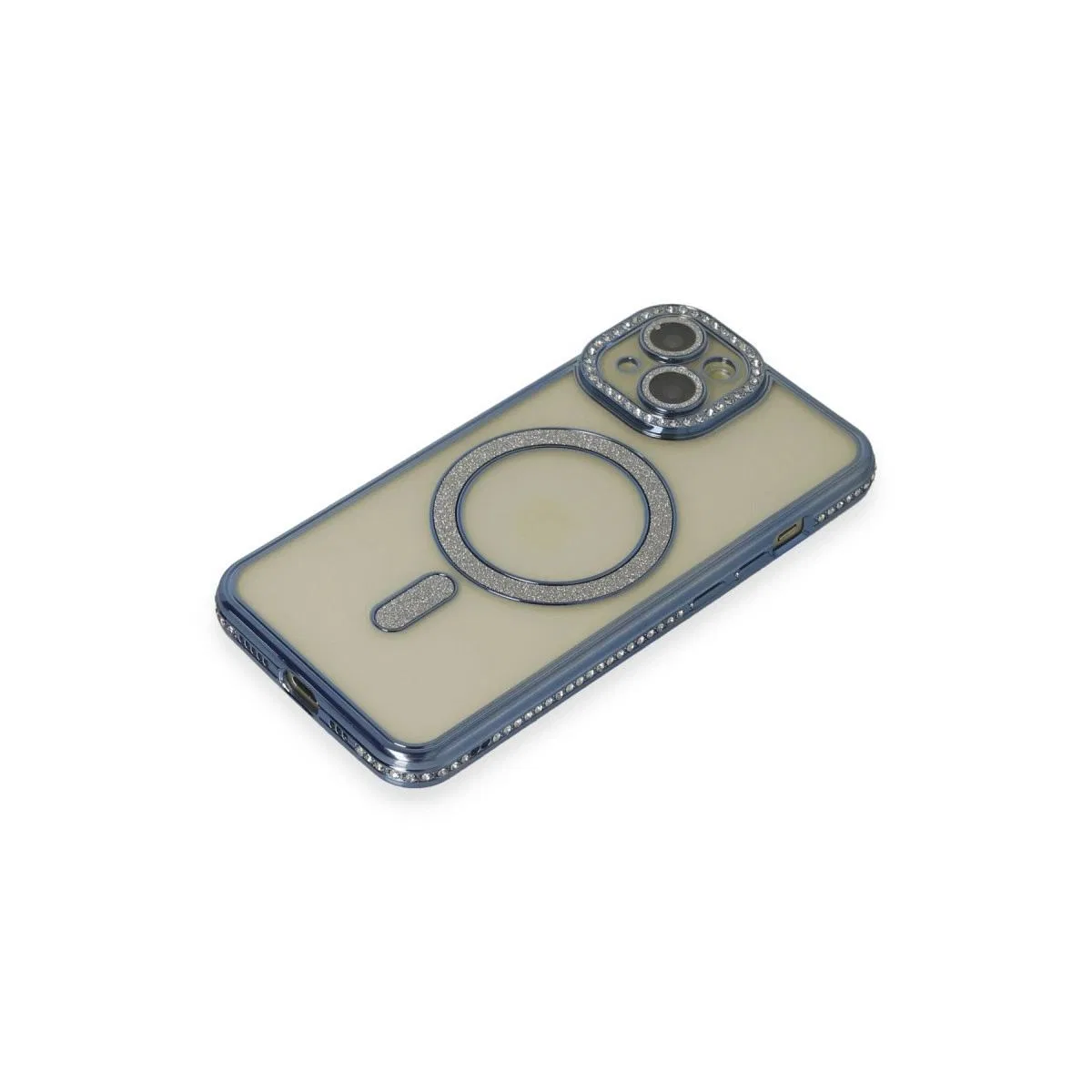 Apple İphone 15 Kılıf Joke Simli Magneticsafe Kılıf - Lacivert görsel 3