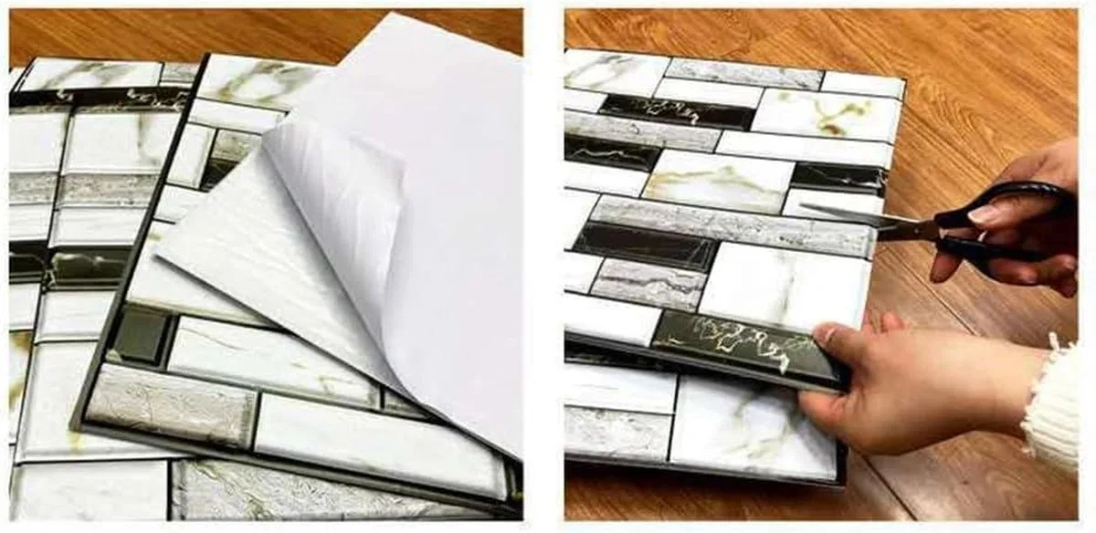 3d Mermer Görünümlü Kendinden Yapışkanlı Duvar Sticker görsel 4