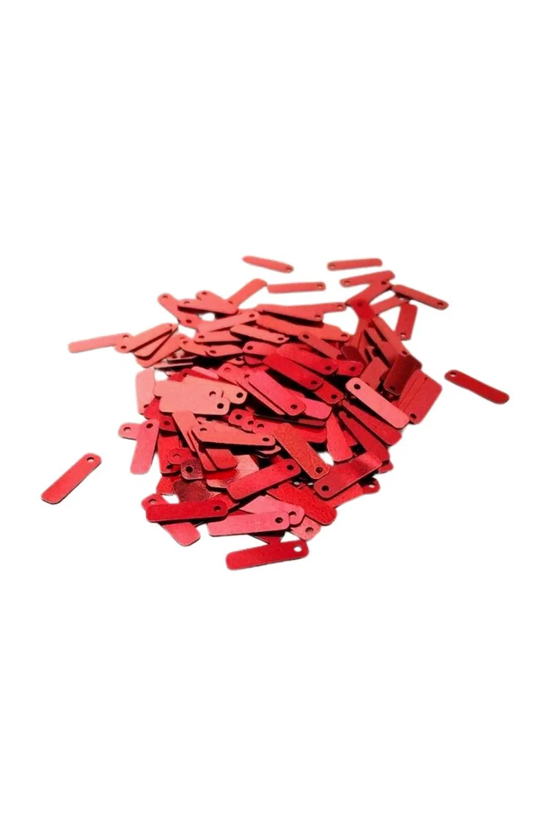Kırmızı 15 x 5 mm Dantel Oya Yazma Halhal Abiye Lazer Kesim Pul 600 adet / 24 gram görsel 3