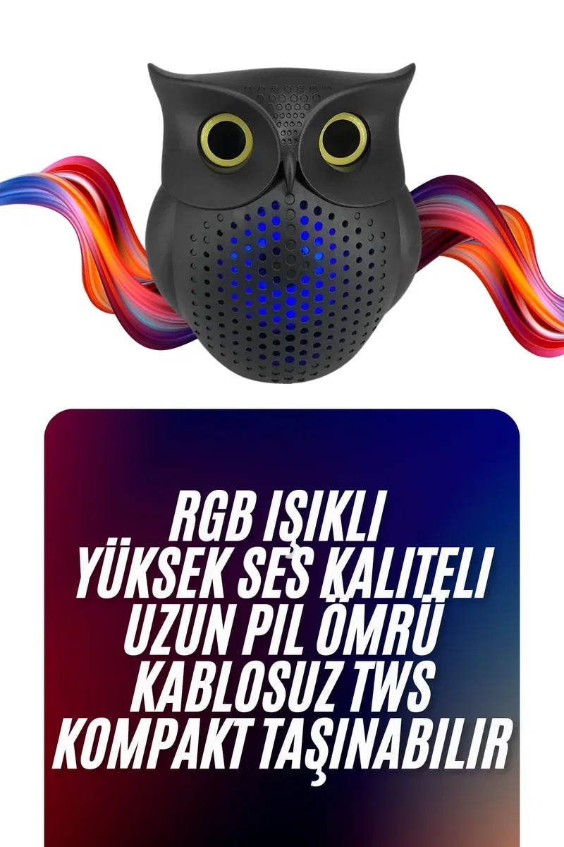 Baykuş Tasarımlı Mini Bluetooth Speaker Yüksek Ses Kaliteli Taşınabilir görsel 2