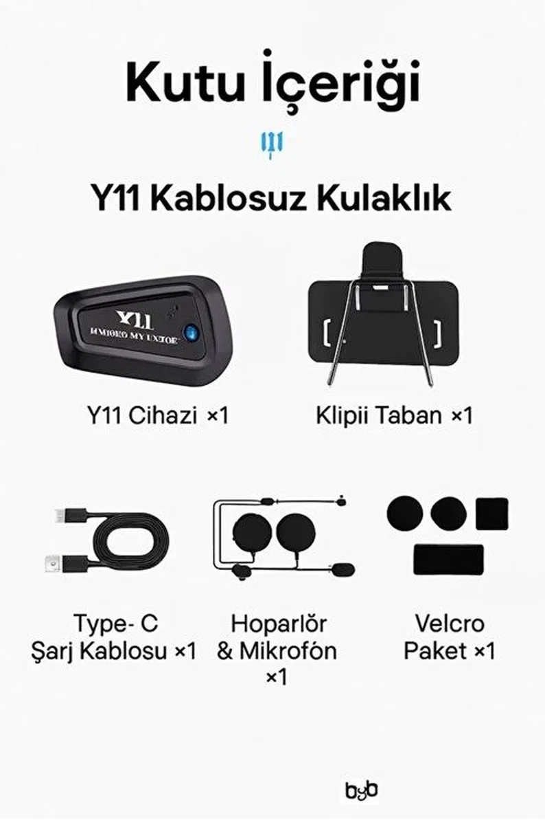 Y11 Bluetooth Kulaklık Mikrofonlu Motosiklet Kulaklığı İntercom Bt 5. 3 görsel 5