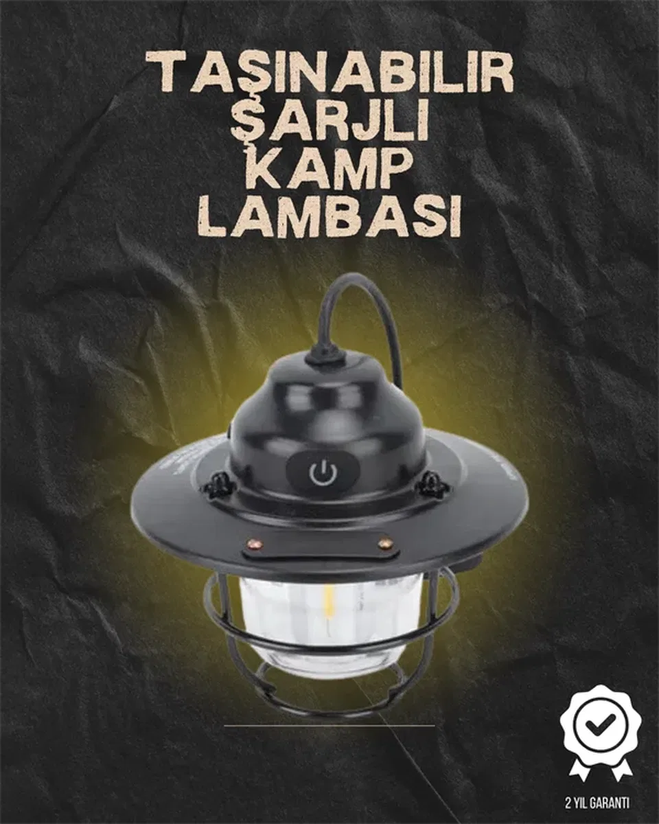 Kamp ve Bahçe İçin Retro LED Fener – Sıcak Işık, Uzun Ömürlü Batarya