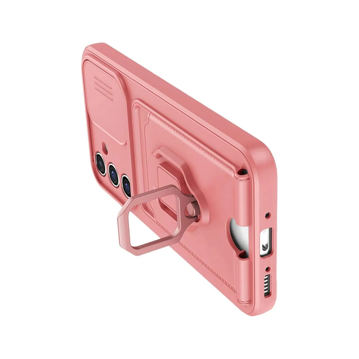 Samsung Galaxy A14 4g Kılıf Zuma Kartvizitli Yüzüklü Silikon - Pembe görsel 3