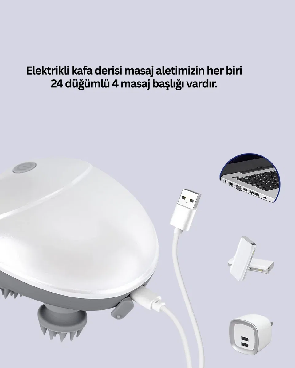 Derin Masaj Sağlayan Elektrikli Kafa Masaj Aleti görsel 3