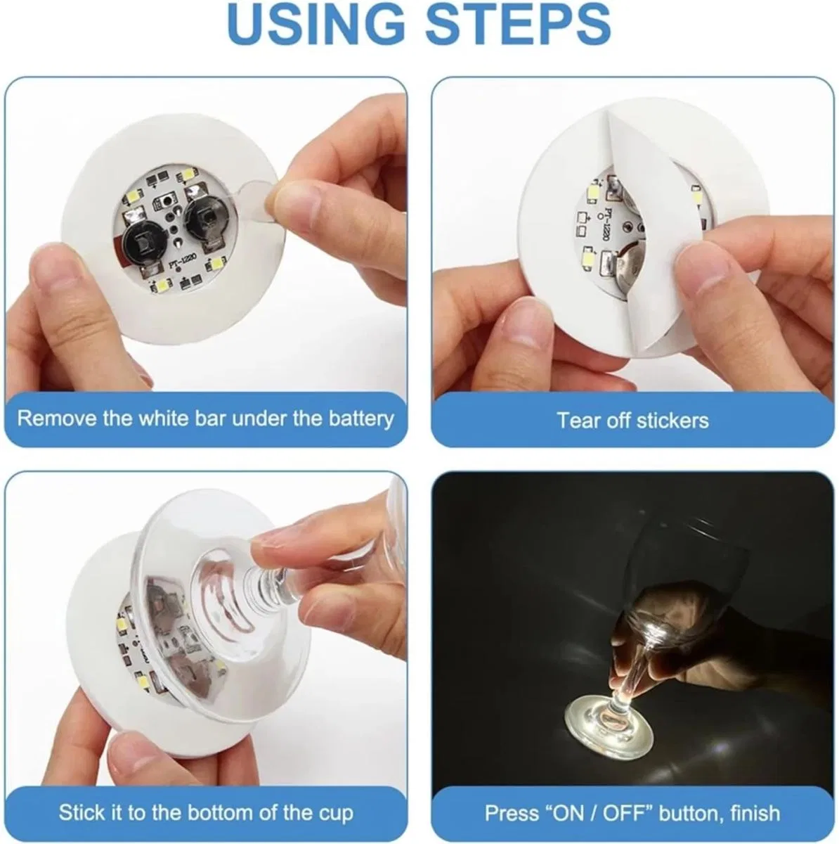 Işıklı Yapışkanlı Bardak Altı Aparatı Ledli 3 Modlu 6 Cm Çap 1 Adet görsel 4