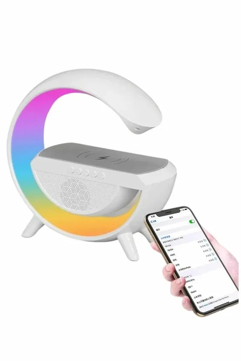 Bluetooth Hoparlör G Şekli Atmosfer Akıllı Rgb Lamba Wireless Kablosuz Şarj görsel 3