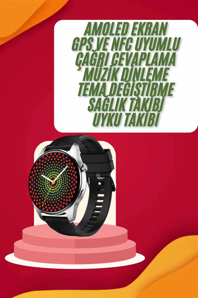 Yeni Nesil Akıllı Saat Çift Kordonlu 1. 5 Inç Yuvarlak Ekran GPS ve NFC Uyumlu görsel 2