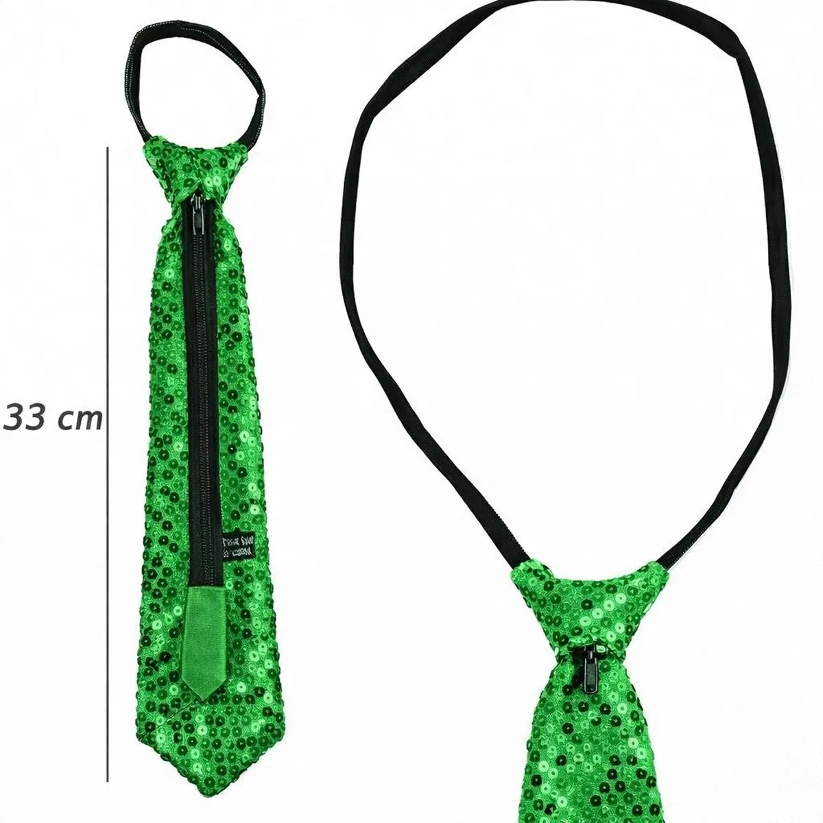 Yeşil Renk Pul Payetli Işıltılı Parti Kravatı 33 Cm görsel 2