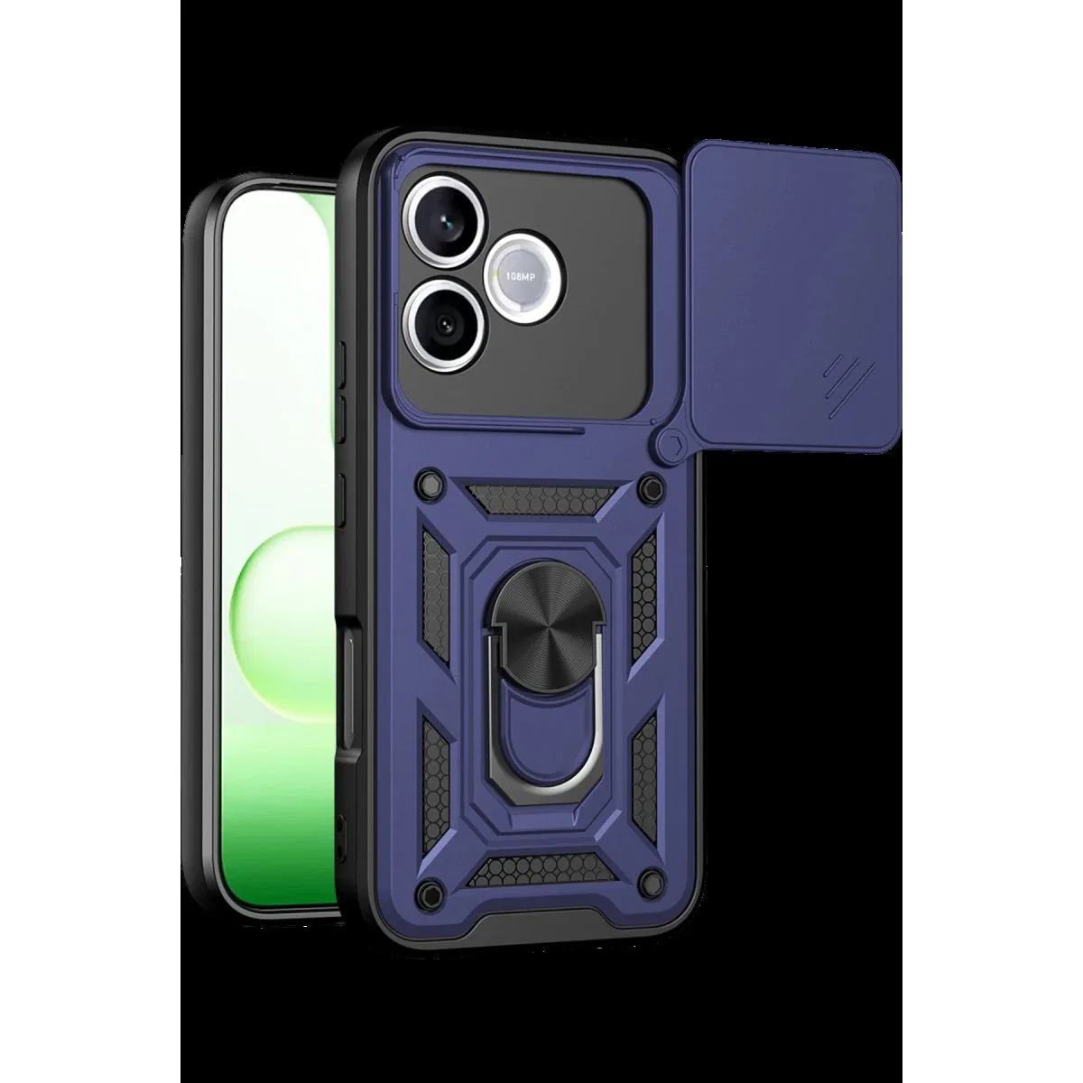 Huawei Honor 600 Lite Pars Lens Yüzüklü Silikon - Lacivert