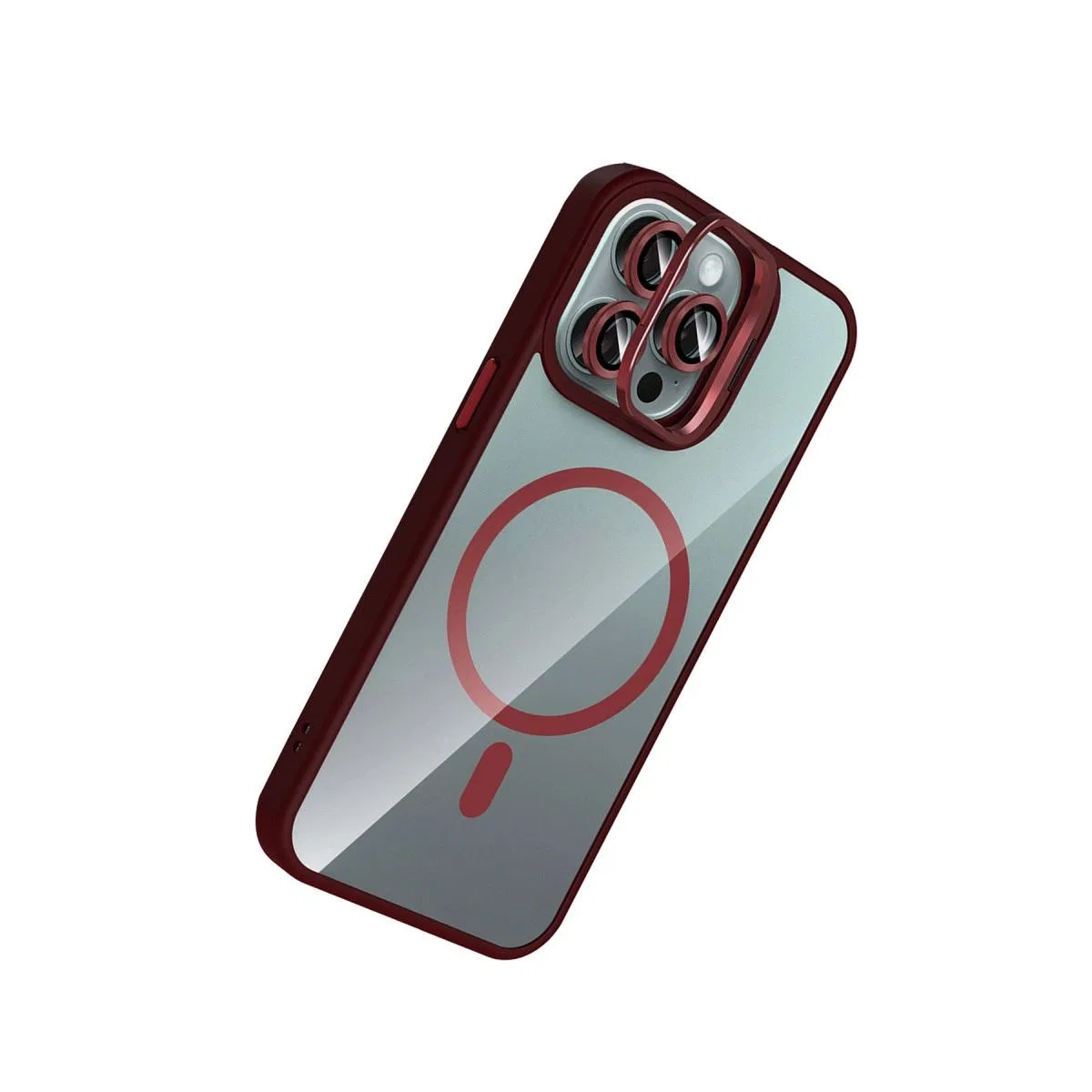 Joko Apple İphone 15 Pro Max Remim Lensli Magsafe Standlı Kapak - Bordo görsel 3