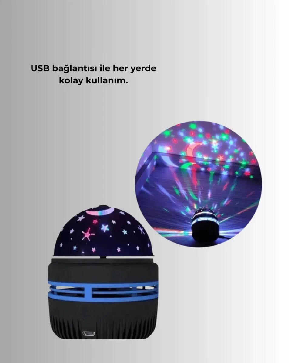Usb’li Yıldız Projektör Lamba – Döner Galaxy Işık Şovu, Çocuk Ve Yetişkin Uyku Lambası görsel 2