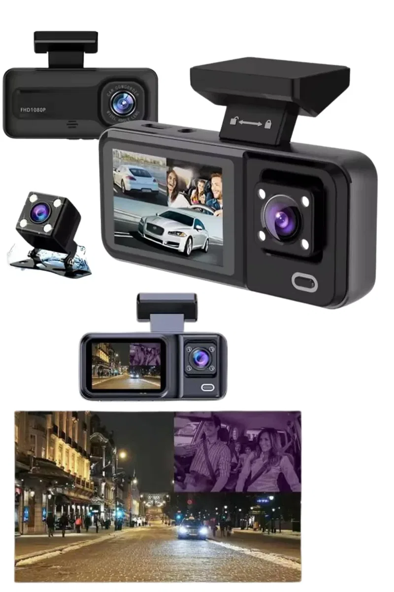 Ekranlı Sürüş Kaydedici DVR Ön ve Arka Kameralı Full HD Çözünürlüklü görsel 4