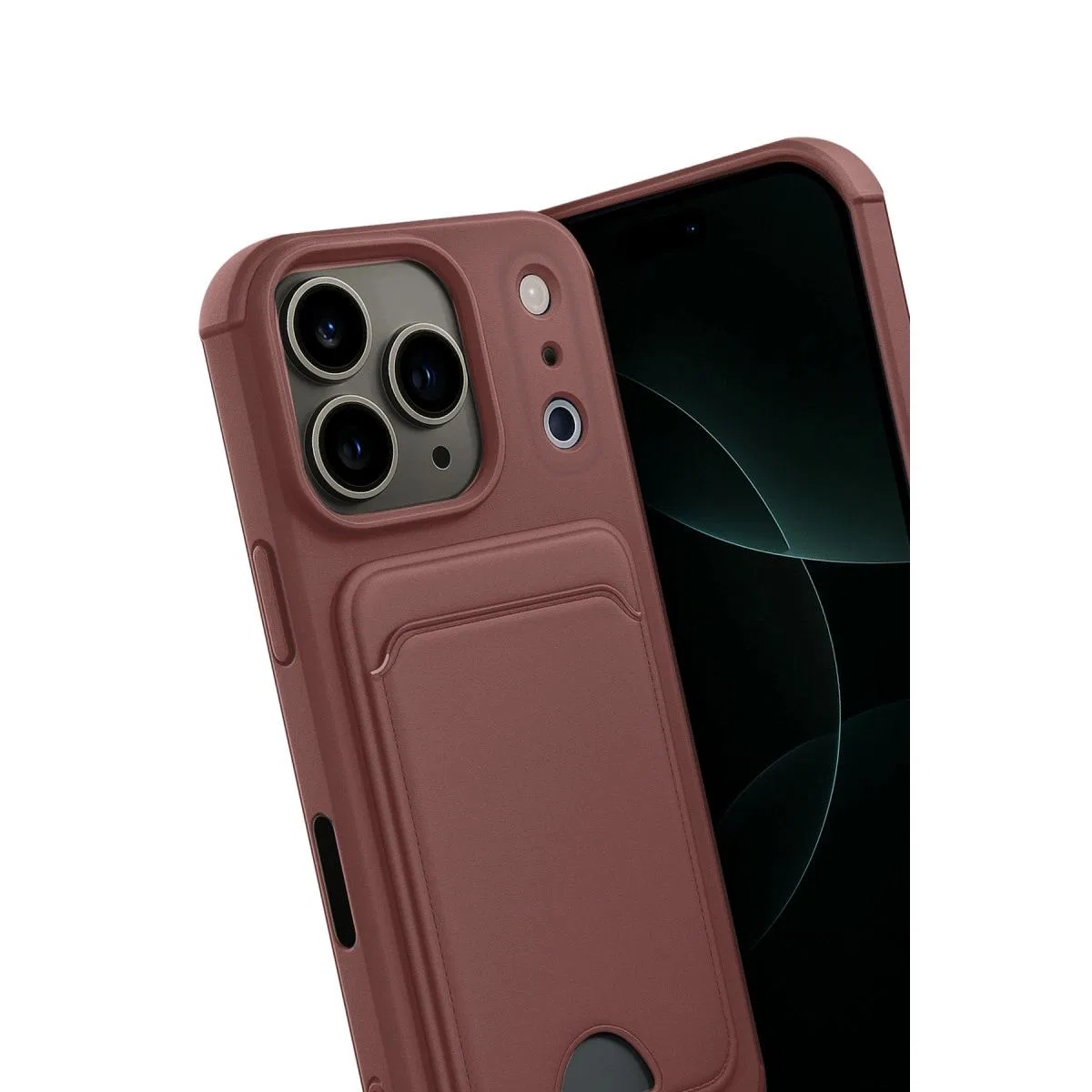 Apple İphone 17 Pro Kelvin Kartvizitli Silikon - Bordo görsel 3