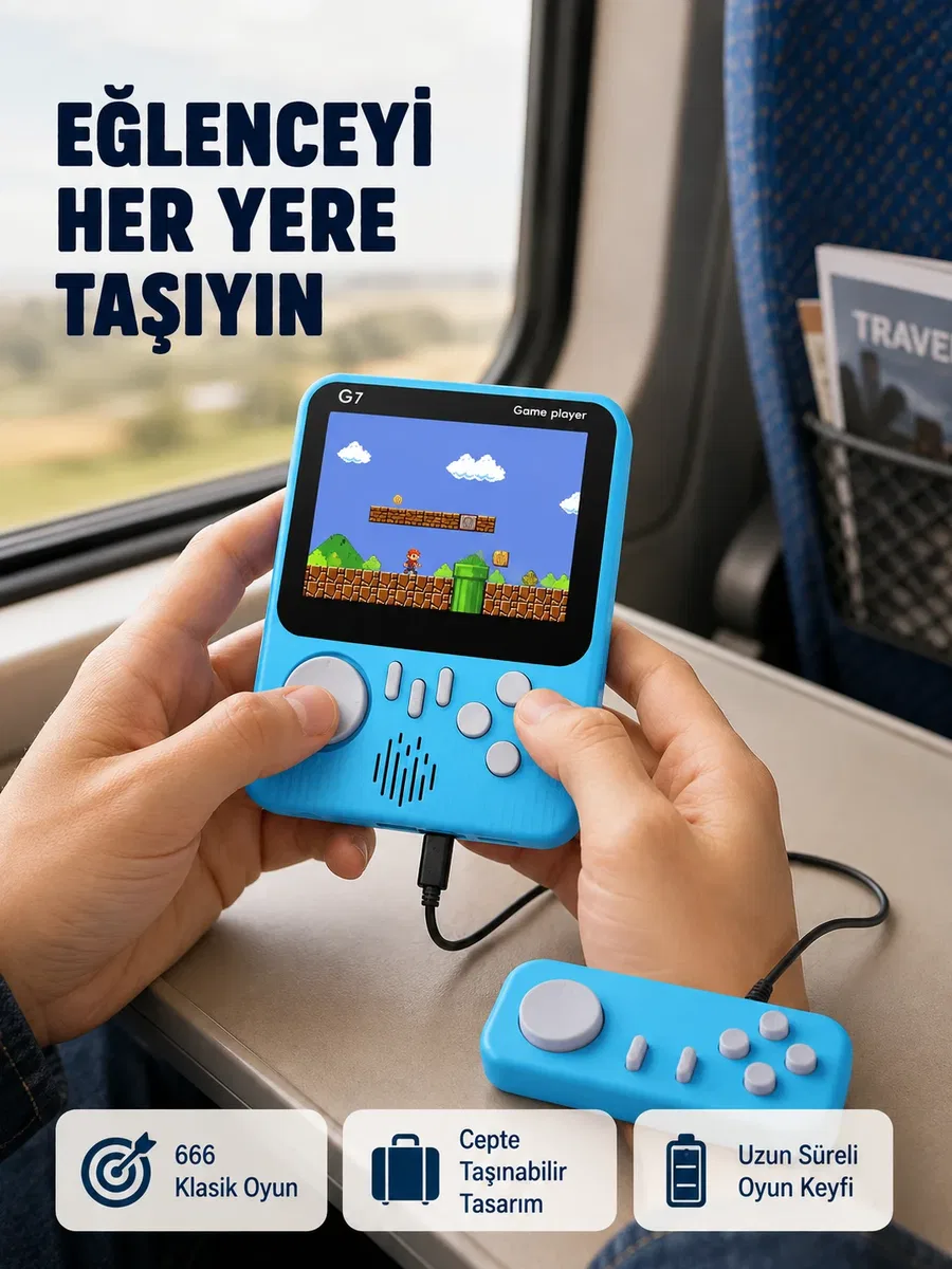 3. 5 İnç LCD Ekranlı 666 Oyunlu Taşınabilir Retro Oyun Konsolu