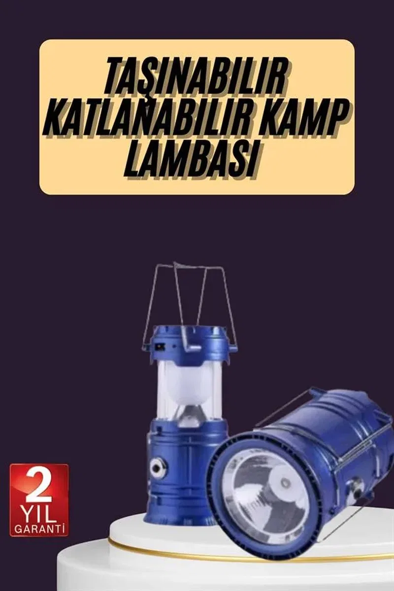 Kamp Feneri Şarj Edilebilir Güneş Enerjili Işıldak USB Şarjlı görsel 2