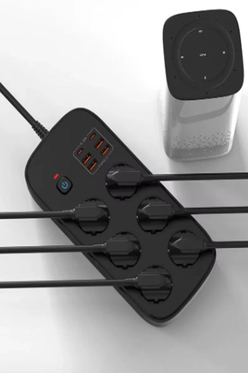 Termal Akım Korumalı 6’lü Priz 4x Usb 2x Type-c Çıkışlı Grup Priz Çoğaltıcı (3500w) Siyah görsel 3