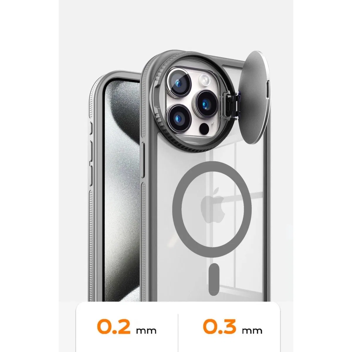 Apple İphone 15 Pro Kılıf Teleskop Lens Magsafe Silikon Kapak - Lacivert görsel 5