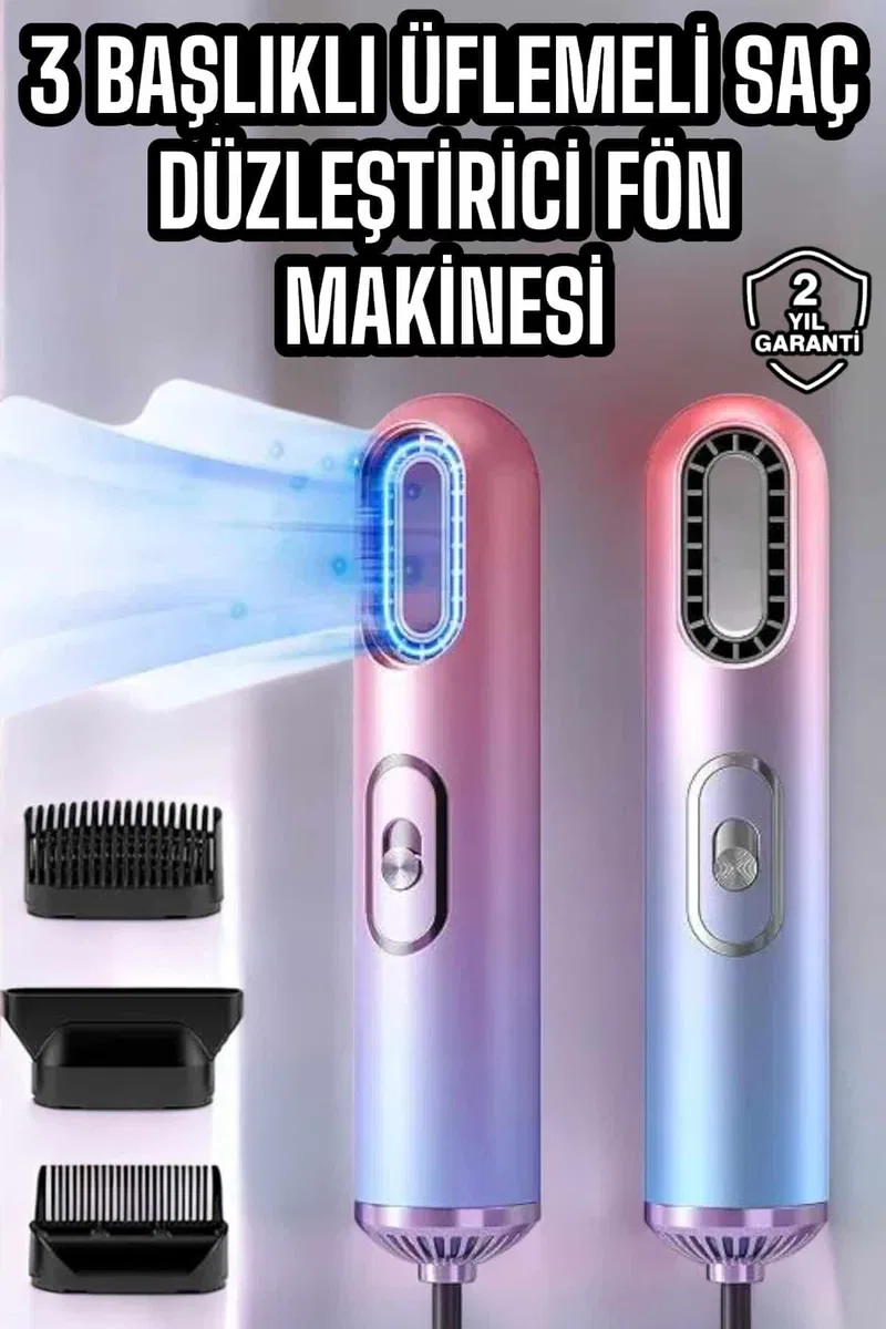 Fön Makinesi Üç Başlıklı Seyahat Tipi Taşınabilir Kablolu Saç Kurutma Makinesi