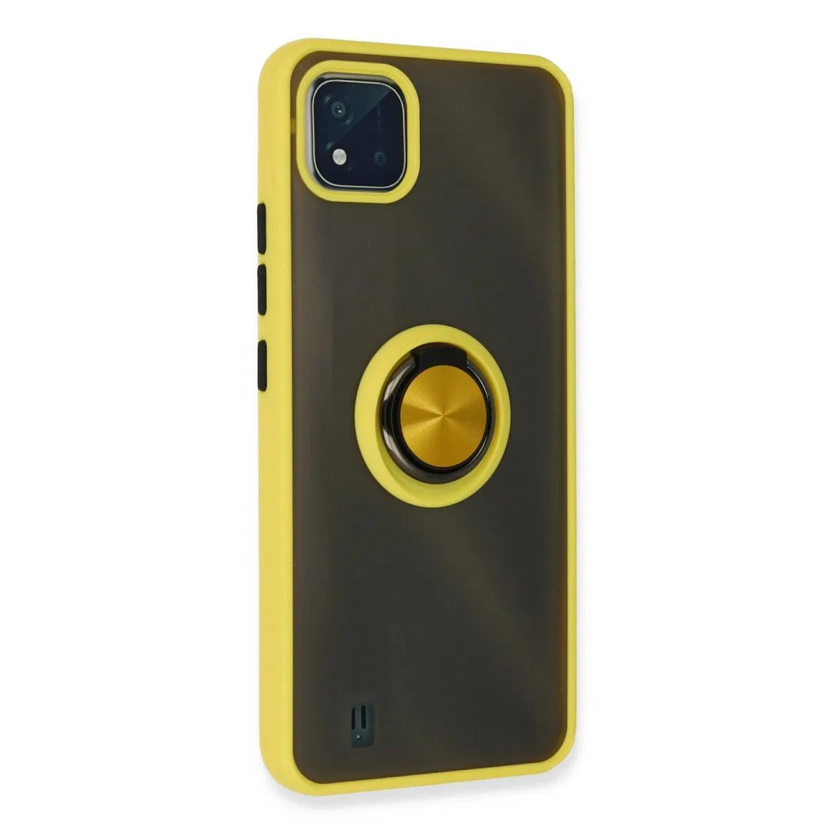Realme C11 2021 Kılıf Montreal Yüzüklü Silikon Kapak - Sarı görsel 3