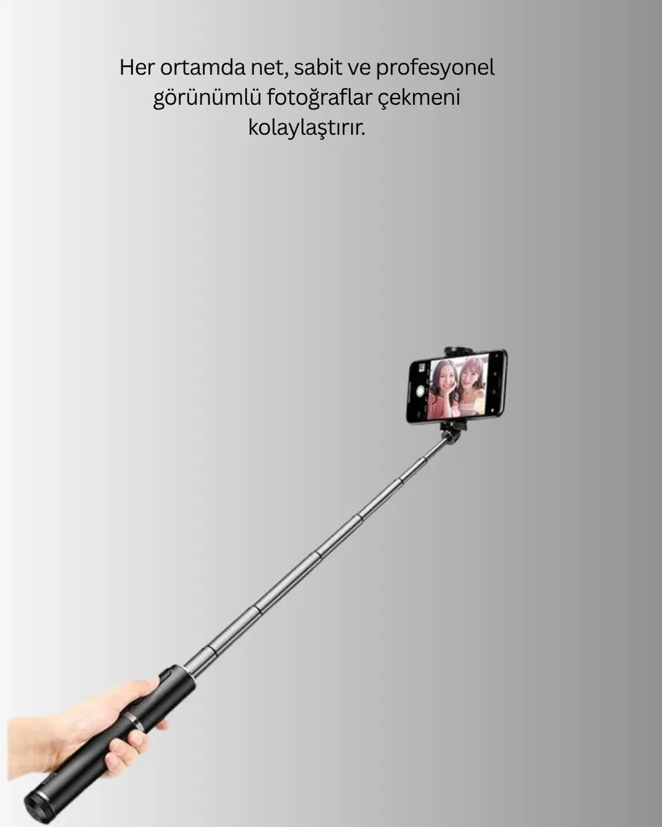 Bluetooth Selfie Çubuğu – Uzaktan Kumandalı görsel 4