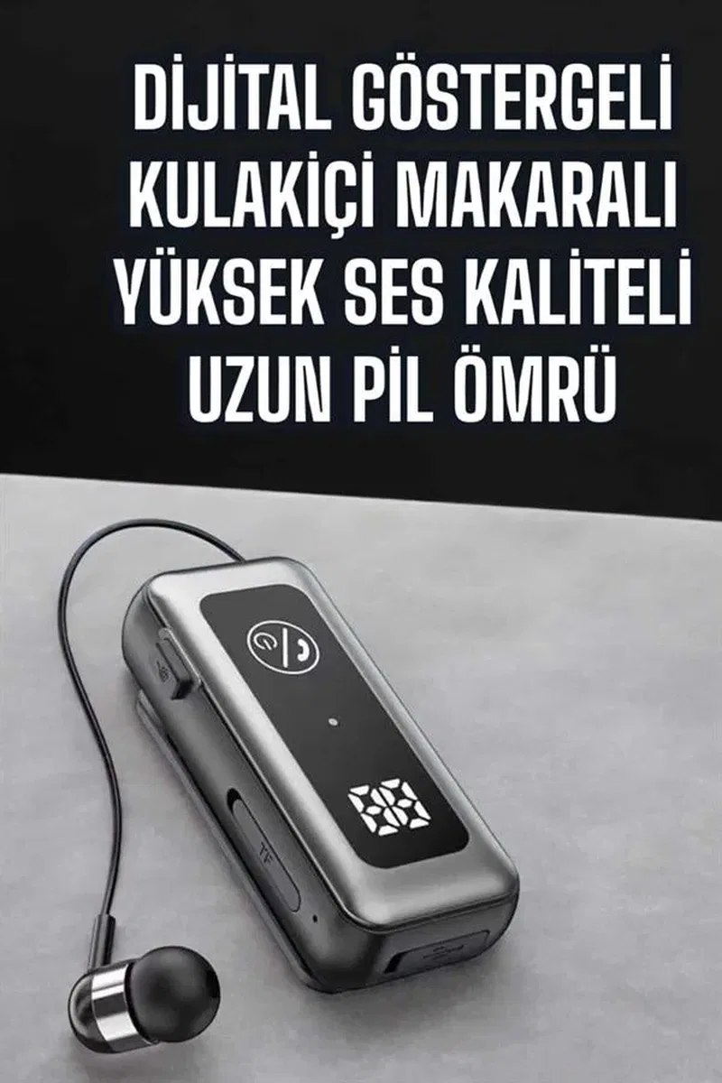 Kablolu Makaralı Bluetooth Kulaklık Uzun Pil Ömrü Dijital Göstergeli görsel 5