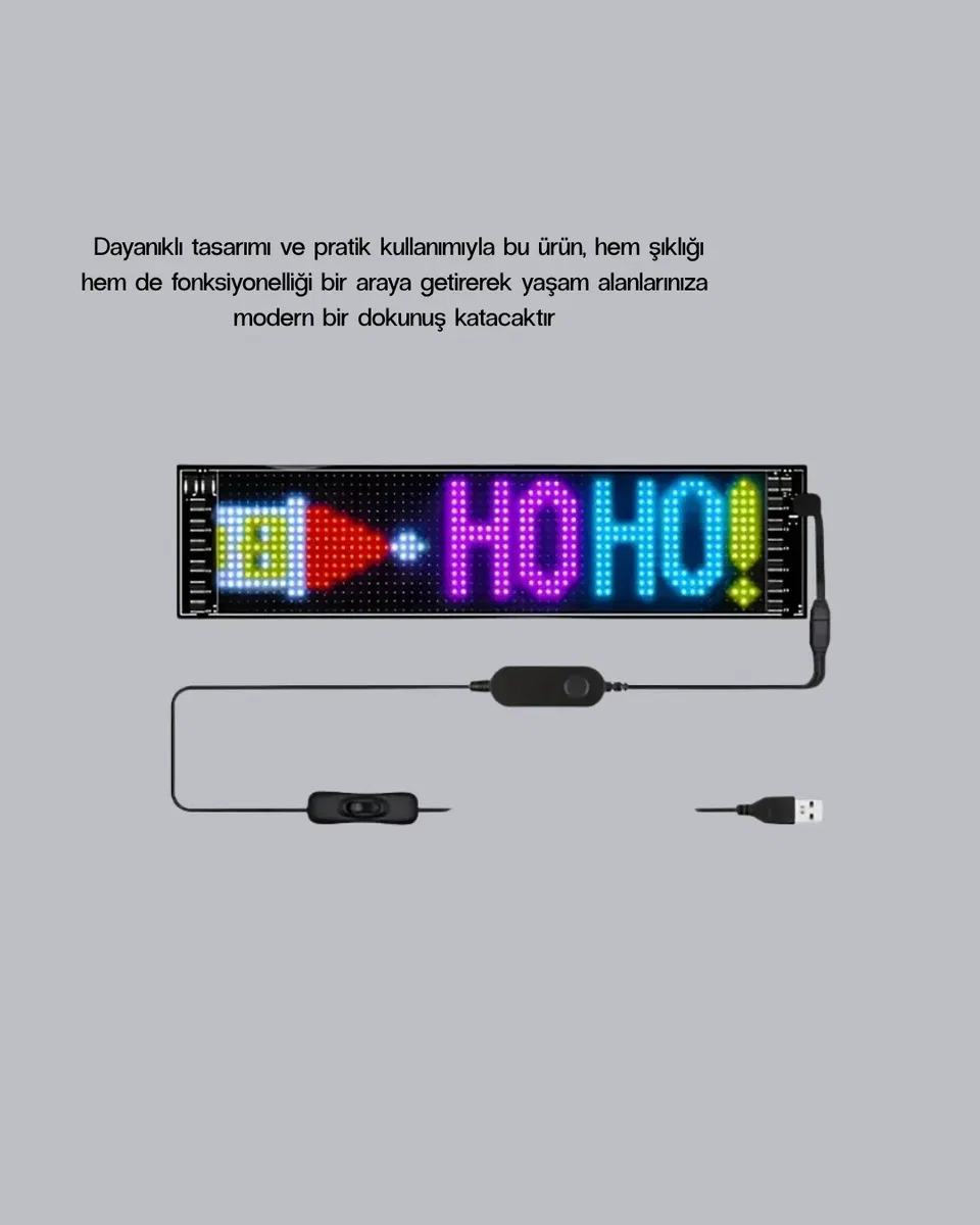 RGB LED Panel – Çok Renkli, Kumandalı, USB Bağlantılı Yazı ve GIF Gösterimli Akıllı Lamba görsel 5