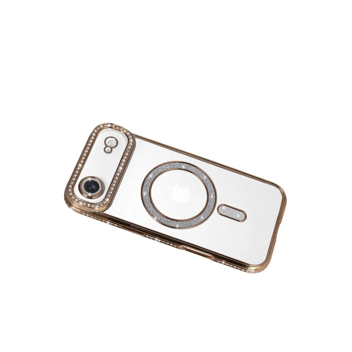 Apple İphone 17 Air Joke Simli Magneticsafe Kılıf - Gold görsel 3