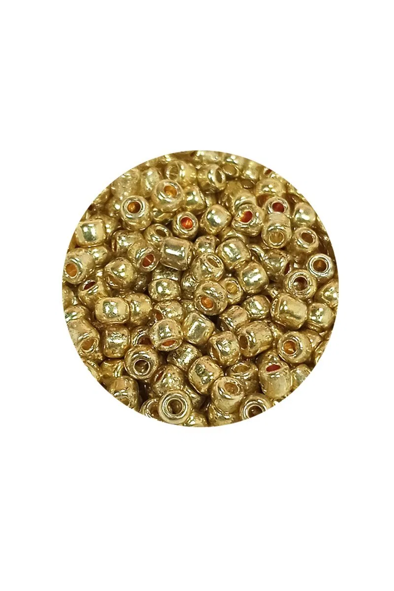 Dökme Cam Kum Boncuk (8/0) 3 mm - 20 Gram - Altın Rengi - BNC144 görsel 2
