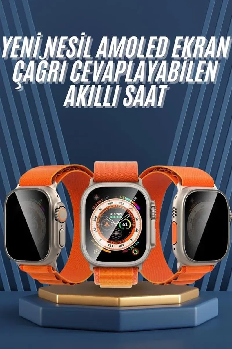 Ultra Max Kordon Kilitli Akıllı Saat Amoled Ekran Titreşimli Çağrı Cevaplayabilen görsel 2
