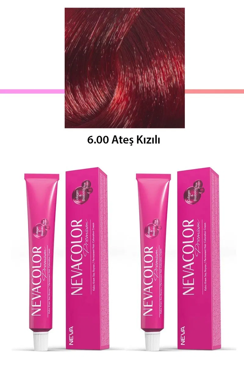 2 li Set Premium 6. 00 Ateş Kızılı - Kalıcı Krem Saç Boyası 2 X 50 g Tüp