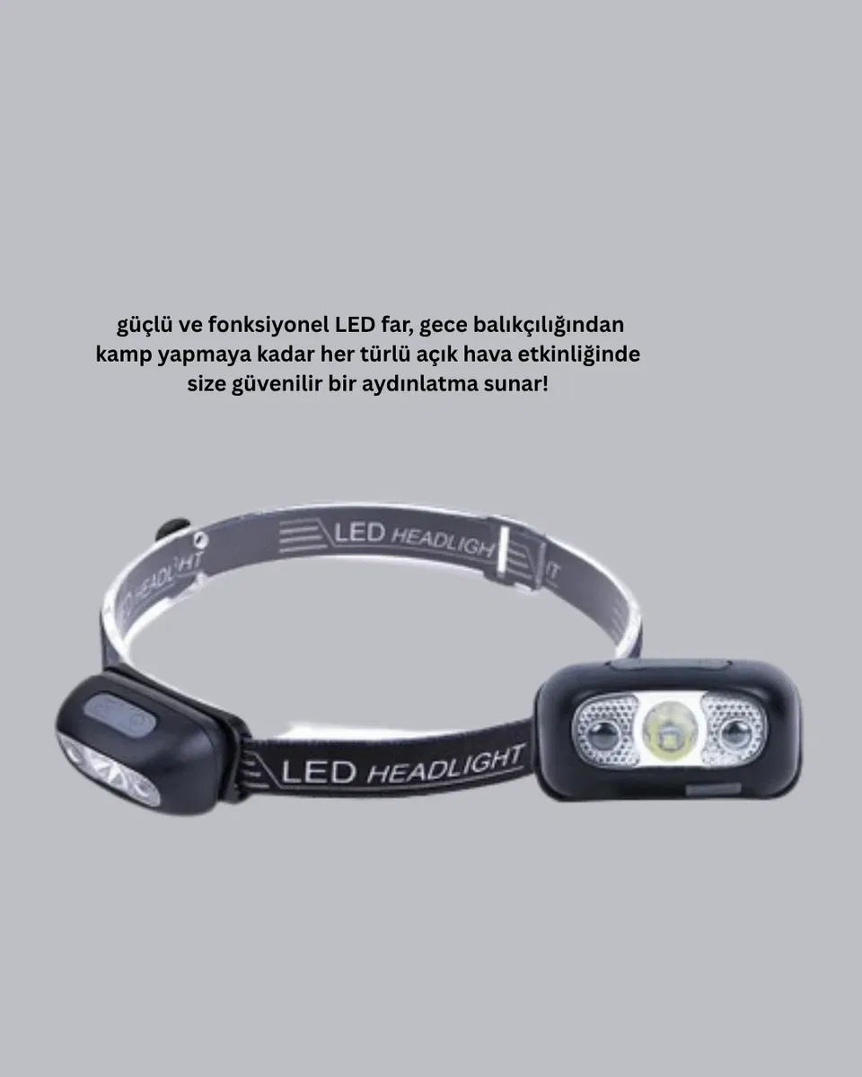 Şarjlı LED Kafa Feneri | 4 Modlu Akıllı Sensörlü Far | Su Geçirmez IPX5 Kamp ve Balıkçı Lambası görsel 3