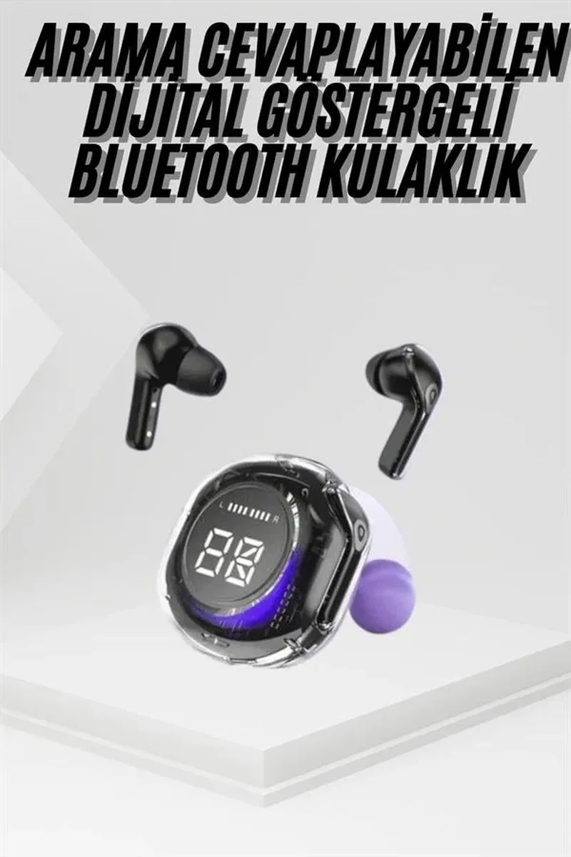 Kablosuz Dijital Göstergeli Powerbanklı IOS ve Android Uyumlu Kulaklık görsel 2