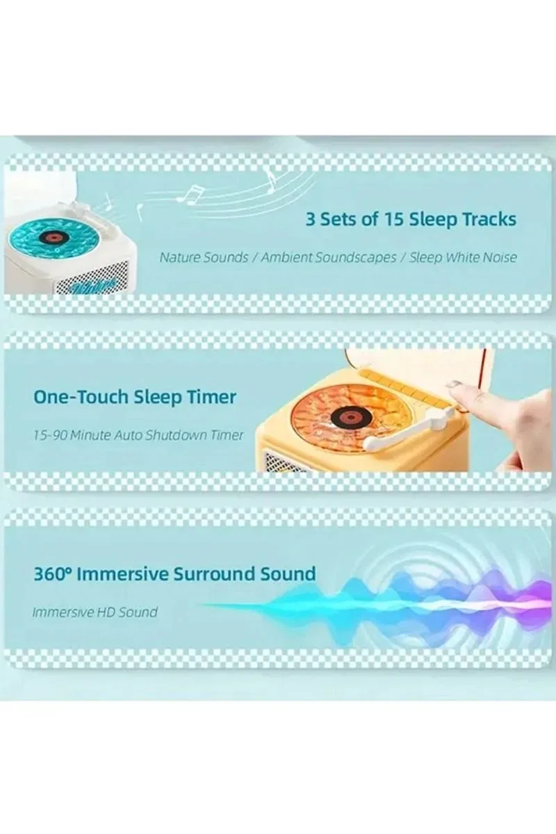 Nostalji Mini Plak Görünümlü Radyolu Bluetooth Hoparlör 3d Ses Dalgası Retro Müzik Plak Pembe görsel 5