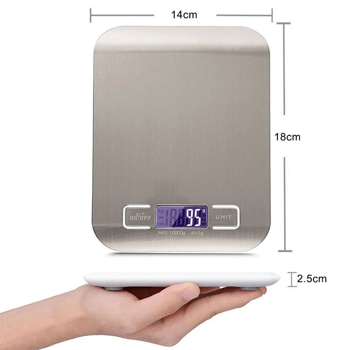 Lüx Dijital Mutfak Terazisi 5 Kg 1 Gr Hassas Paslanmaz Çelik + Pil görsel 2
