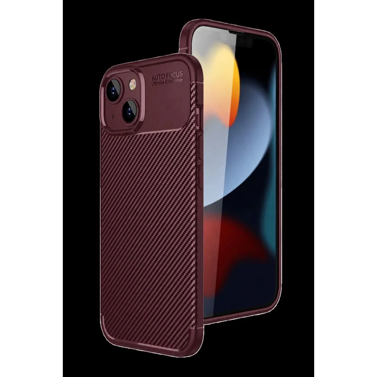 Newface Apple İphone 14 Kılıf Auto Focus Karbon Kapak - Bordo