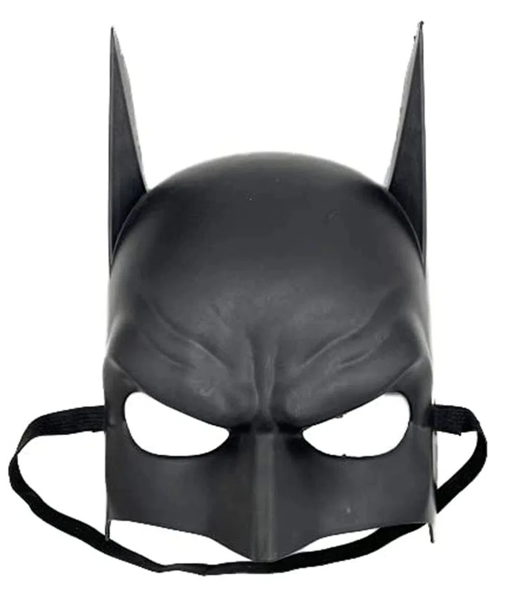 Siyah Renk Çocuk Boy Arkadan Lastikli Batman Maskesi A Kalite 20x14 Cm görsel 3