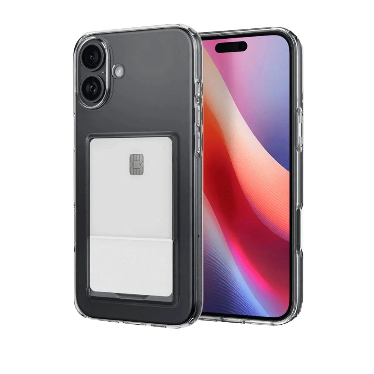 Apple İphone 16 Kılıf Kart Şeffaf Silikon - Şeffaf