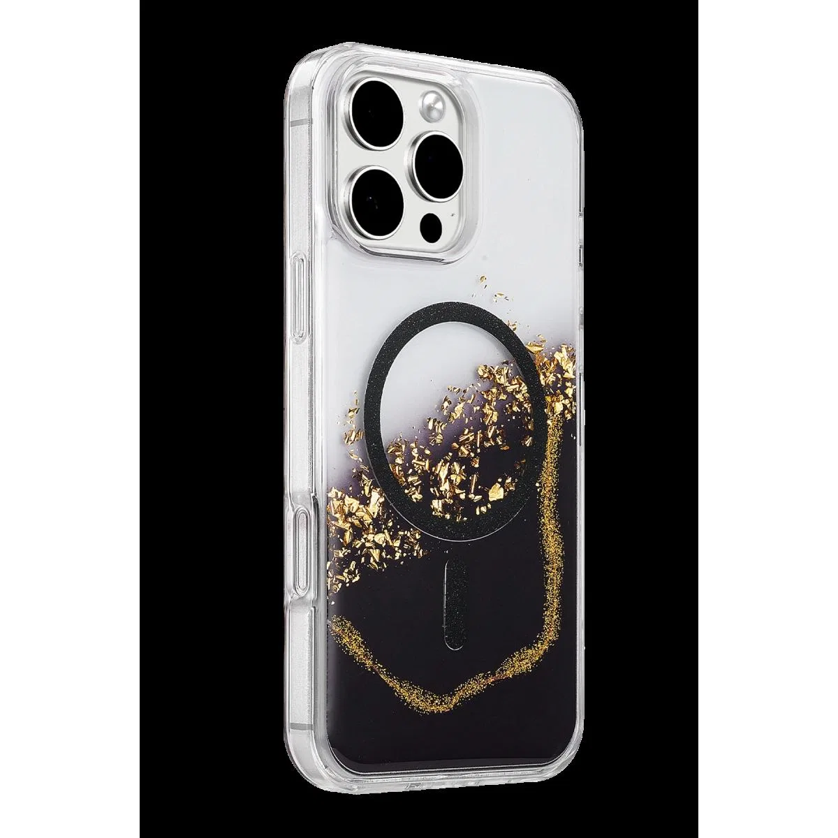 Onegif Apple İphone 16 Pro Max Lotus Simli Magsafe Kapak - Siyah görsel 2